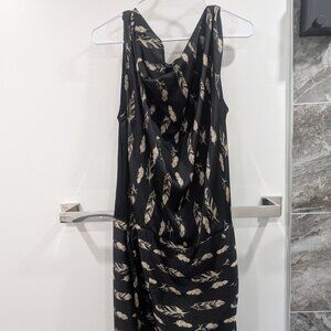 Melissa Nepton black dress feather print sleeveless summer lightweight XL